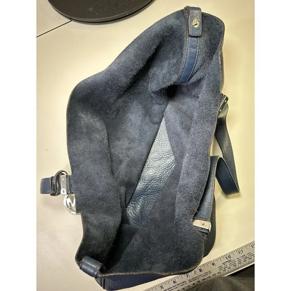 MICHAEL KORS Navy Blue Tote Bag Leather Plain Bag